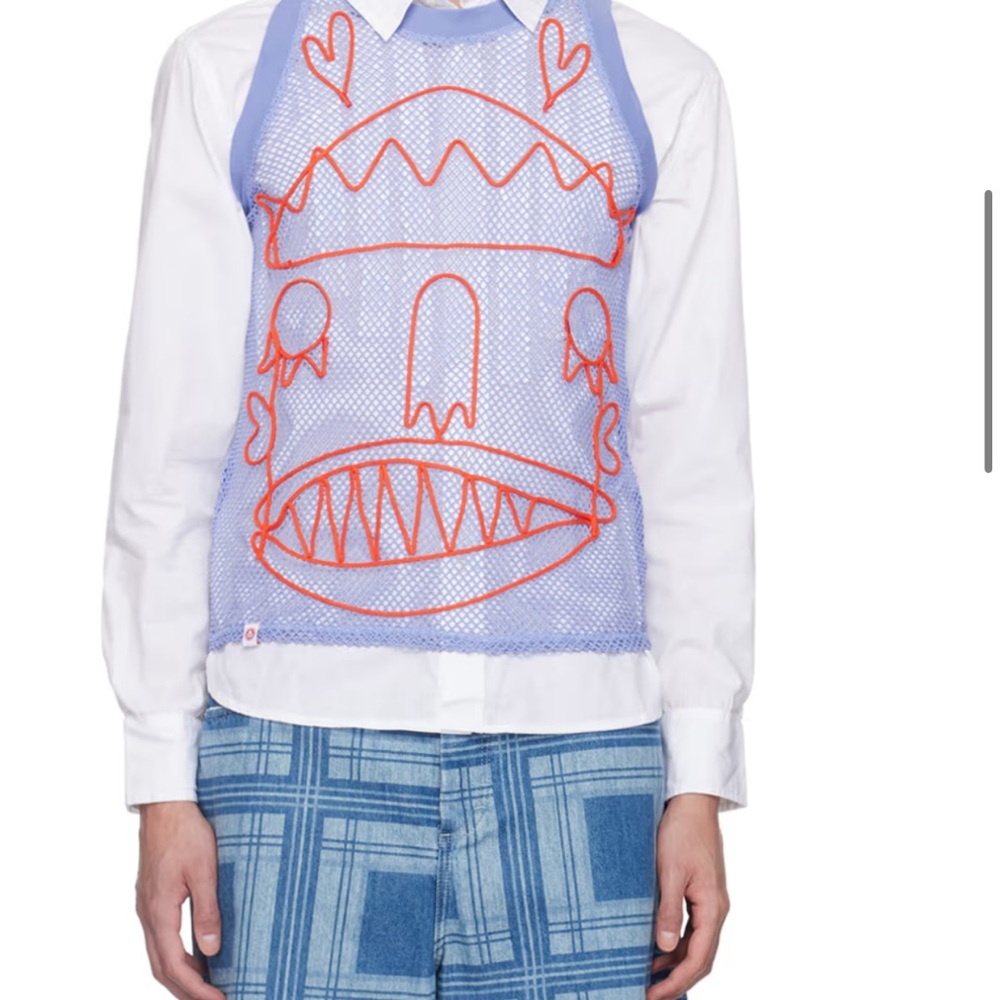 Blue Mesh top with graphic